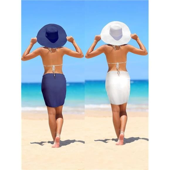 NEW - 2 Pieces Sarong Coverups for Women Swimsuit Skirt Beach Bikini Cover - Picture 2 of 7